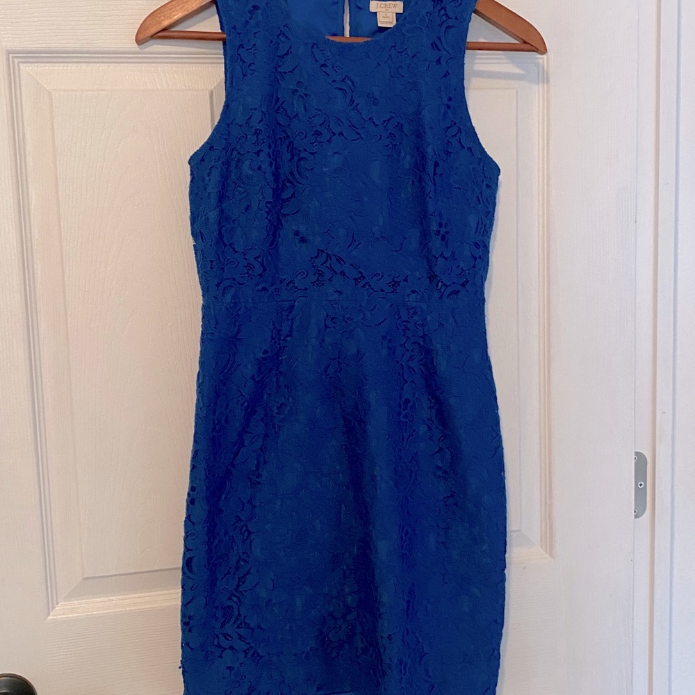 Blue lace shift dress